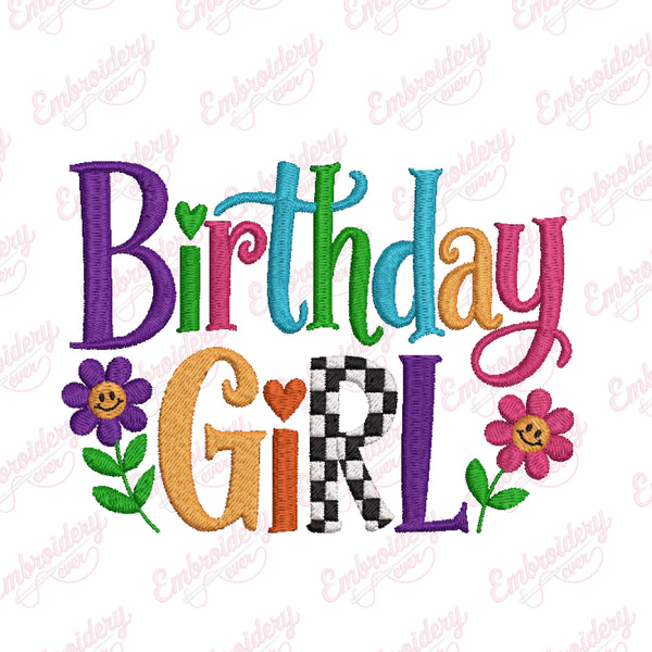 Birthday Girl Colorful Embroidery Design for Women