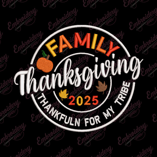 Family Thanksgiving Embroidery Design