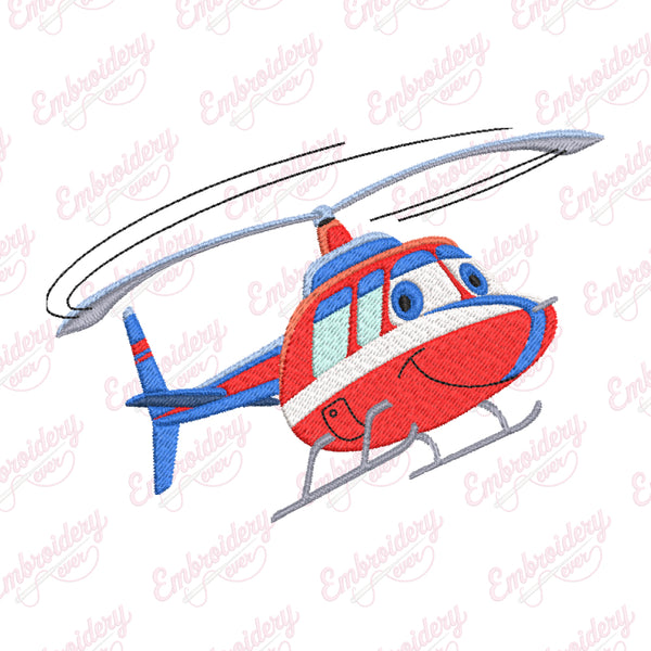 Flying Helicopter Embroidery Design