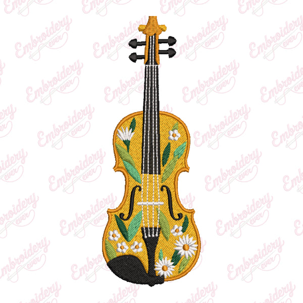 Violin Music Instrument Embroidery Design
