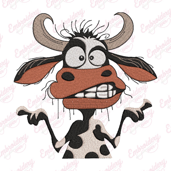 Crazy Cow Embroidery Design