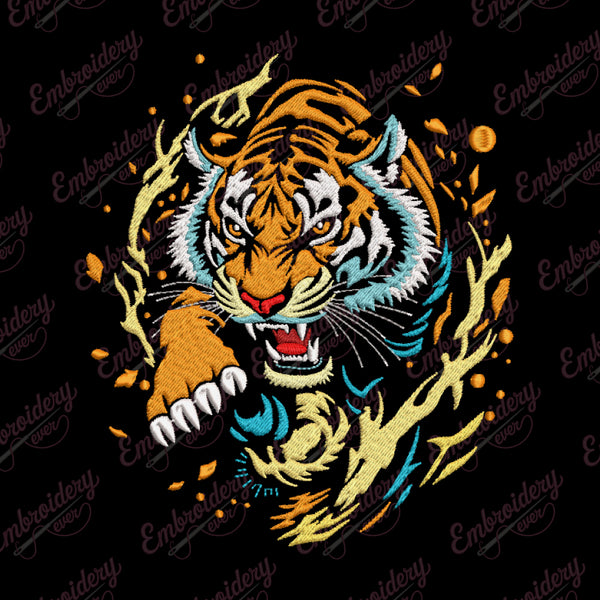 Tiger Hoop Art Embroidery Design