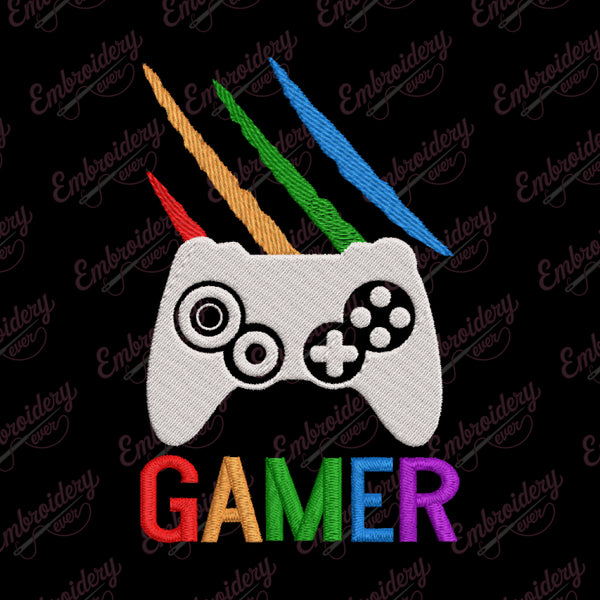 Cat Scratch Joystick Embroidery Design