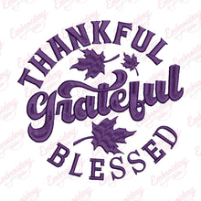 Thankful Grateful Blessed Thanksgiving Quote Embroidery Pattern