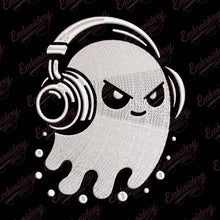 Halloween Ghost With Headphones Embroidery Design