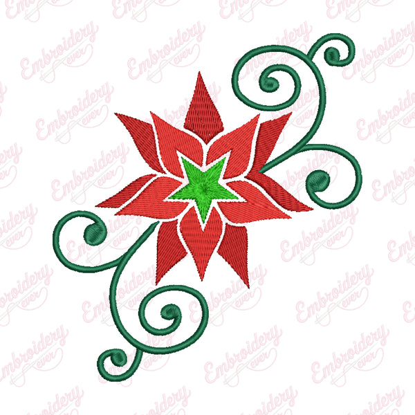 Decorative Christmas Flower Embroidery Design