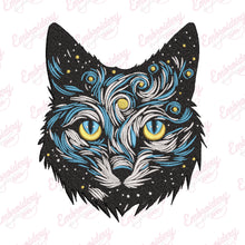 Starry Night Cat Face Embroidery Design