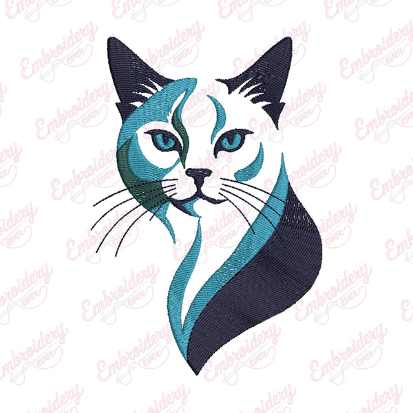 Contemporary Kitty Cat Embroidery Design