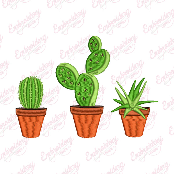 Cactus Plants Embroidery Design
