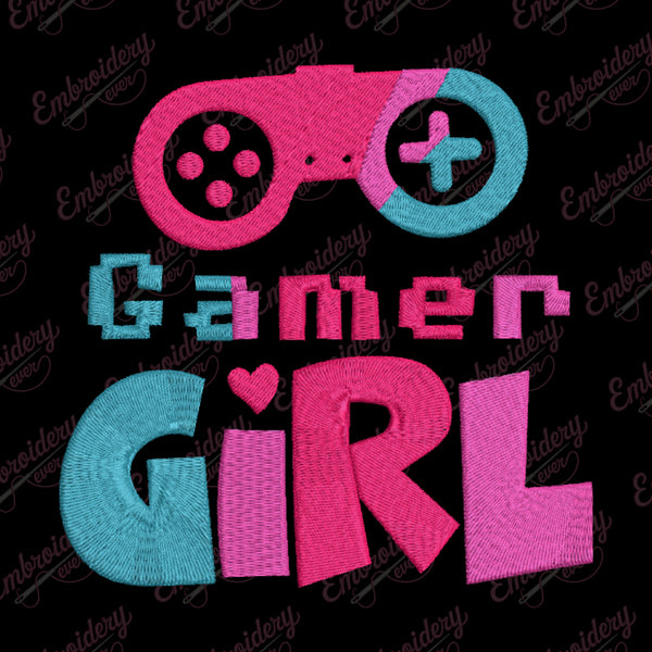 Gamer Girl Embroidery Design