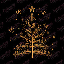 Golden Christmas Tree Embroidery Design
