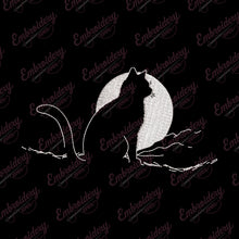 Cat With Moon Embroidery Design