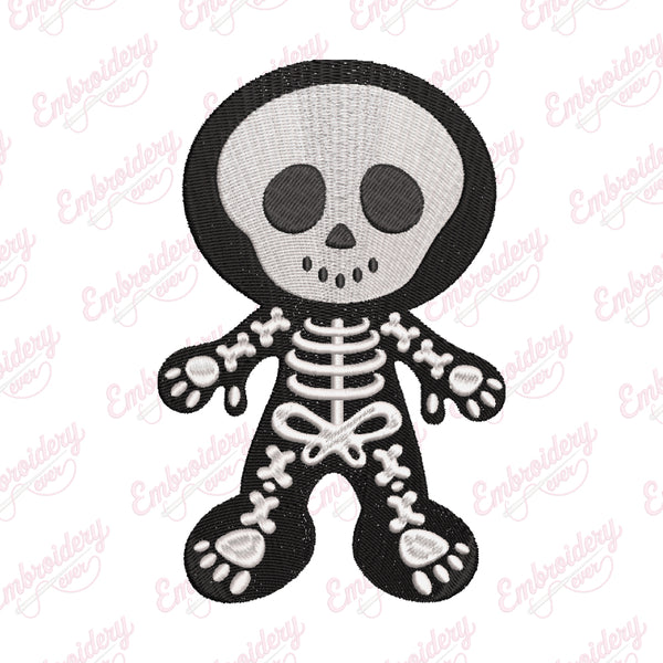 Halloween Ghost Skeleto Embroidery Design
