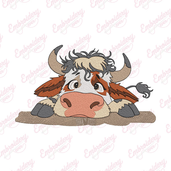 Funny Tired Cow Embroidery Design