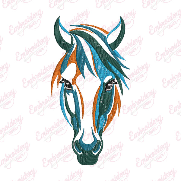 Colorful Horse Head Embroidery Design