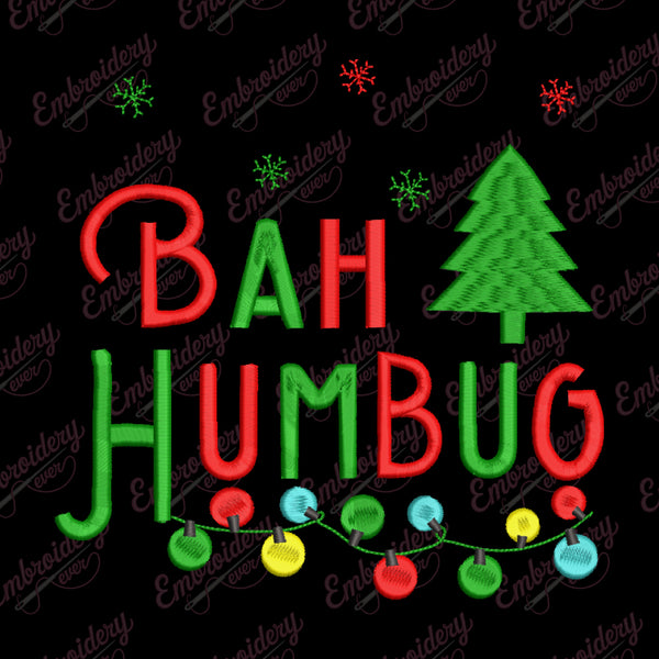 Bah Humbug Christma Embroidery Design