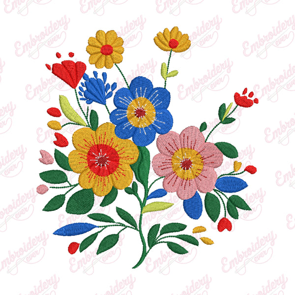 Colorful Flower Embroidery Design