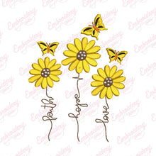 Faith Hope Love Sunflower Embroidery Design