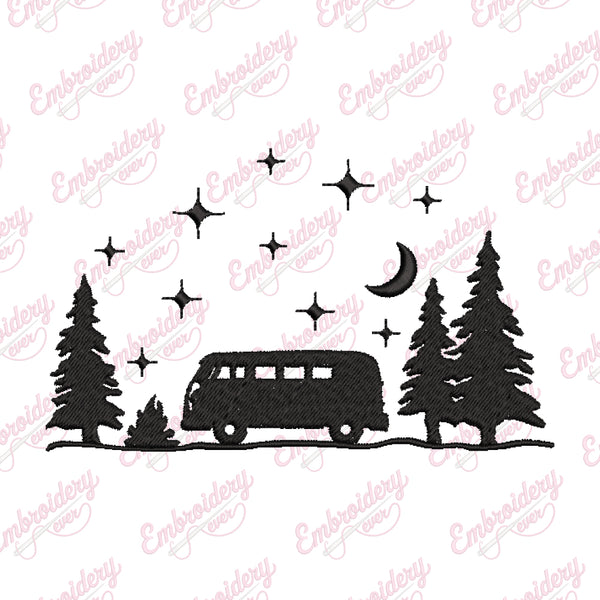Camper Van Embroidery Design