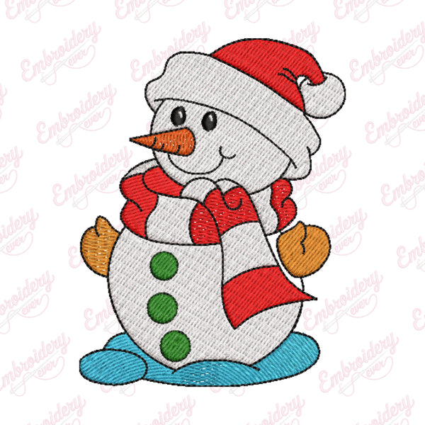 Cute Christmas Snowman Machine Embroidery Design