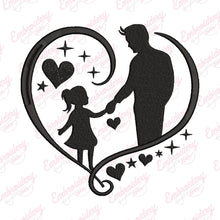 Father And Daughter Love Embroidery Design
