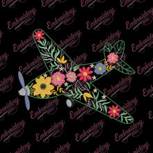 Floral Airplane Linart Embroidery Design