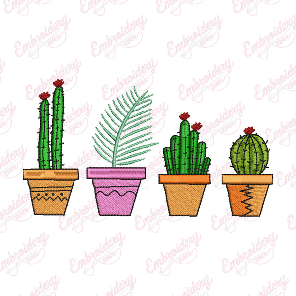 Indoor Gardening Plants Embroidery Design