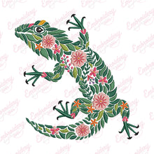 Floral Lizard Embroidery Design