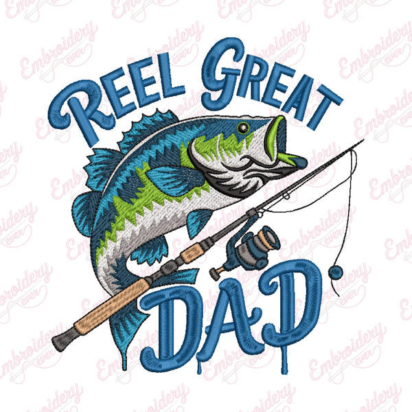Reel Fishing Dad Embroidery Design
