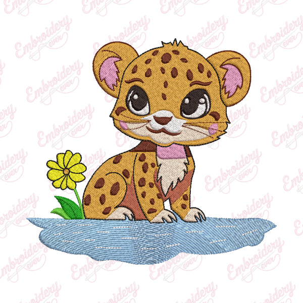 Cute Leopard Machine Embroidery Design