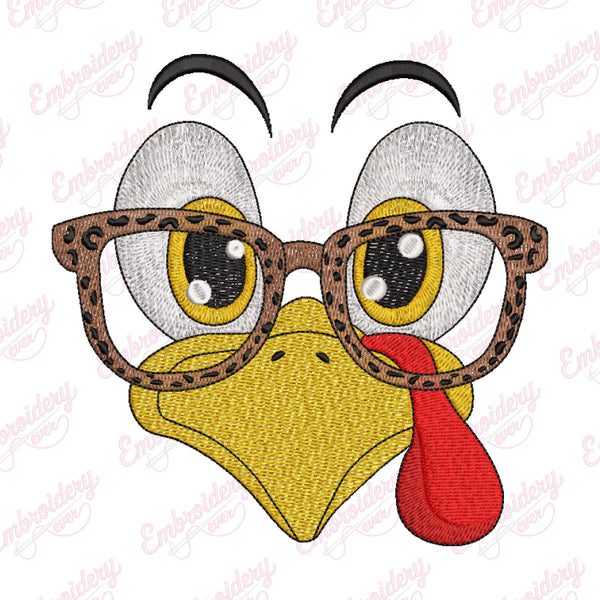 Cute Turkey Face Fall Thanksgiving Embroidery Design