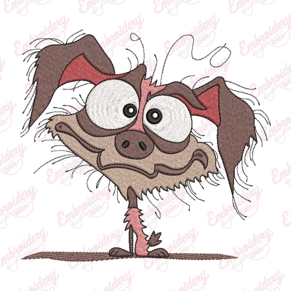 Crazy Cartoon Dog Embroidery Design