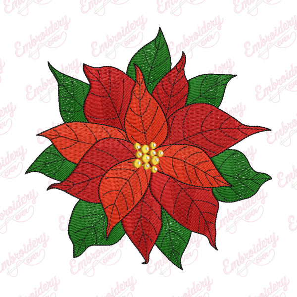 Christmas Flower Applique Machine Embroidery Design