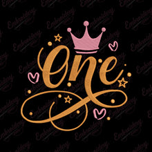 Princess Crown Birthday Number Wording Embroidery Design