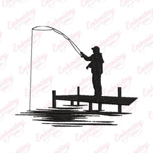 Fisherman In A Boat Fishing Embroidery Design