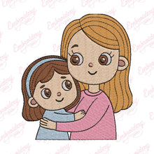 Mom With Little Daughter Mothers Day Embroidery Design
