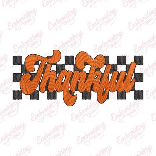 Retro Thankful Thanksgiving Embroidery Design