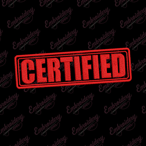 Certified Typography Embroidery Design