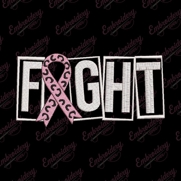 Fight Leopard Ribbon Breast Cancer Awareness Embroidery Design