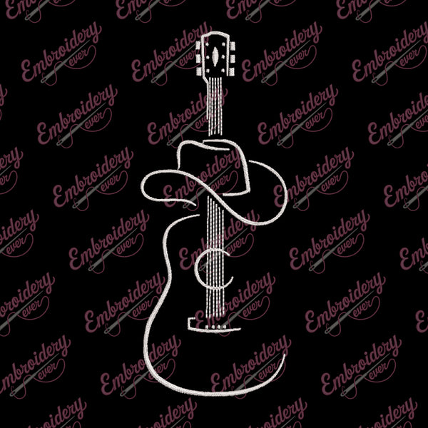 Country Music Guitar Linart Embroidery Design