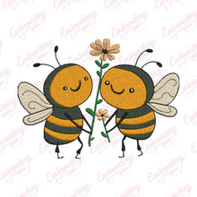 Cute Bees With Flower Embroidery Design