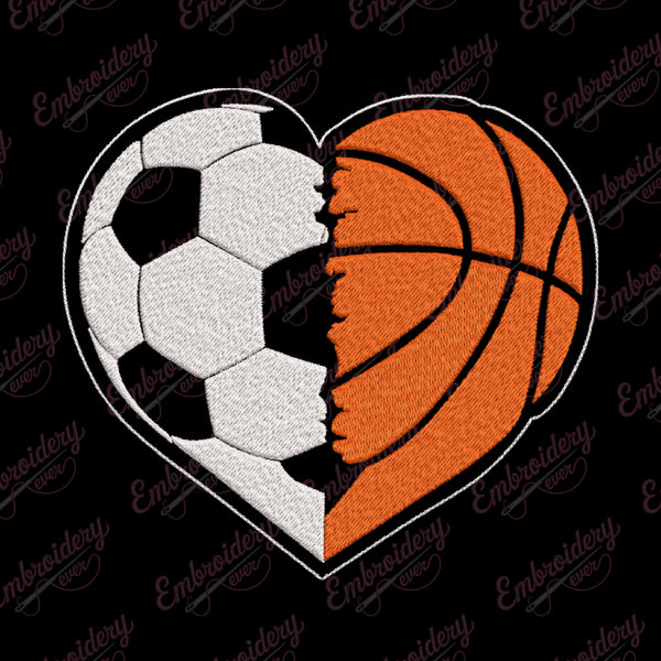 Soccer Basketball Ball Heart Embroidery Design