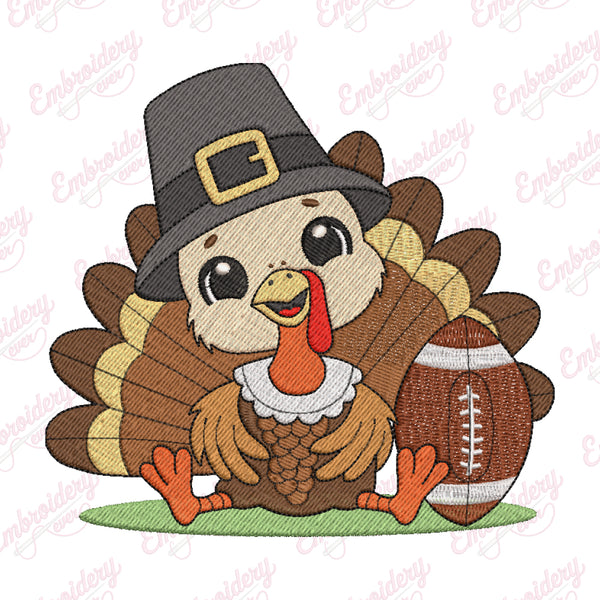 Little Turkey Thanksgiving Player Embroidery Design