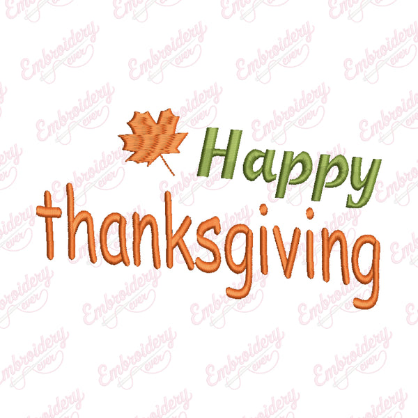 Happy Thanksgiving Embroidery Machine Design