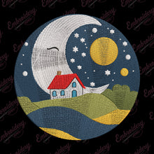 Moon Night Cottage Embroidery Design