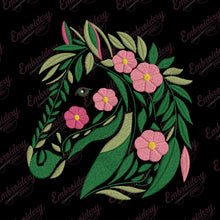 Beautiful Floral Horses Embroidery Design