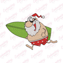 Surfing Santa Christmas Embroidery Design