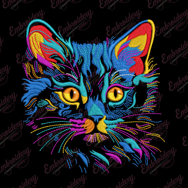 Beautiful Cat Face Embroidery Design