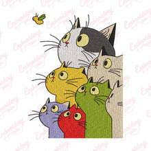 Cats Looking Up Embroidery Design