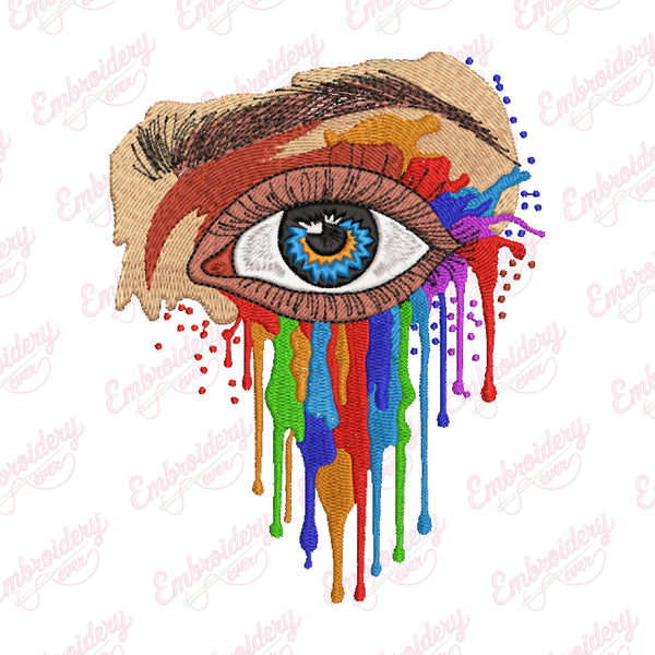 Beautiful Rainbow Woman Eye Embroidery Design
